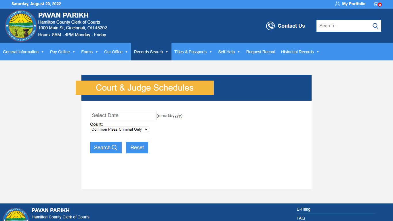 Court & Judge Schedules – Hamilton County Clerk of Courts