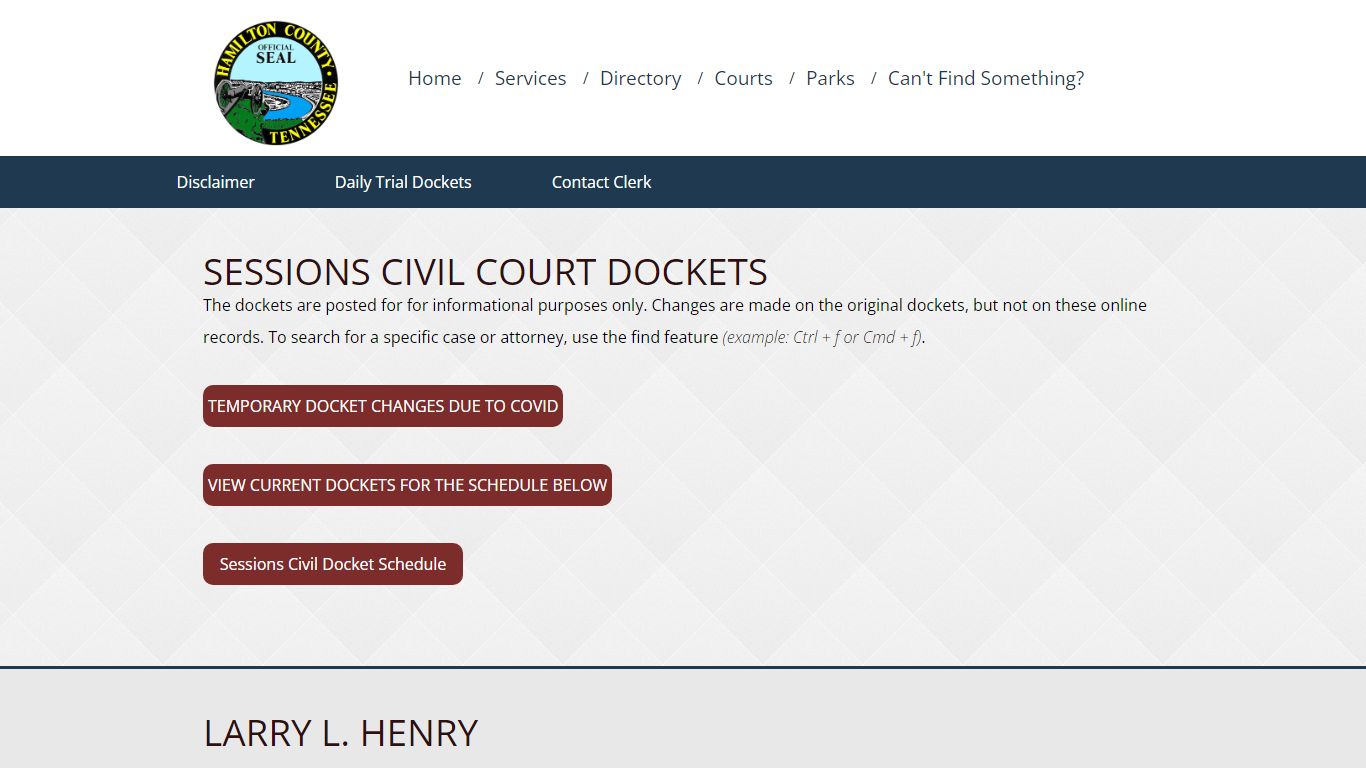 Sessions Civil Court Dockets, Hamilton County Government